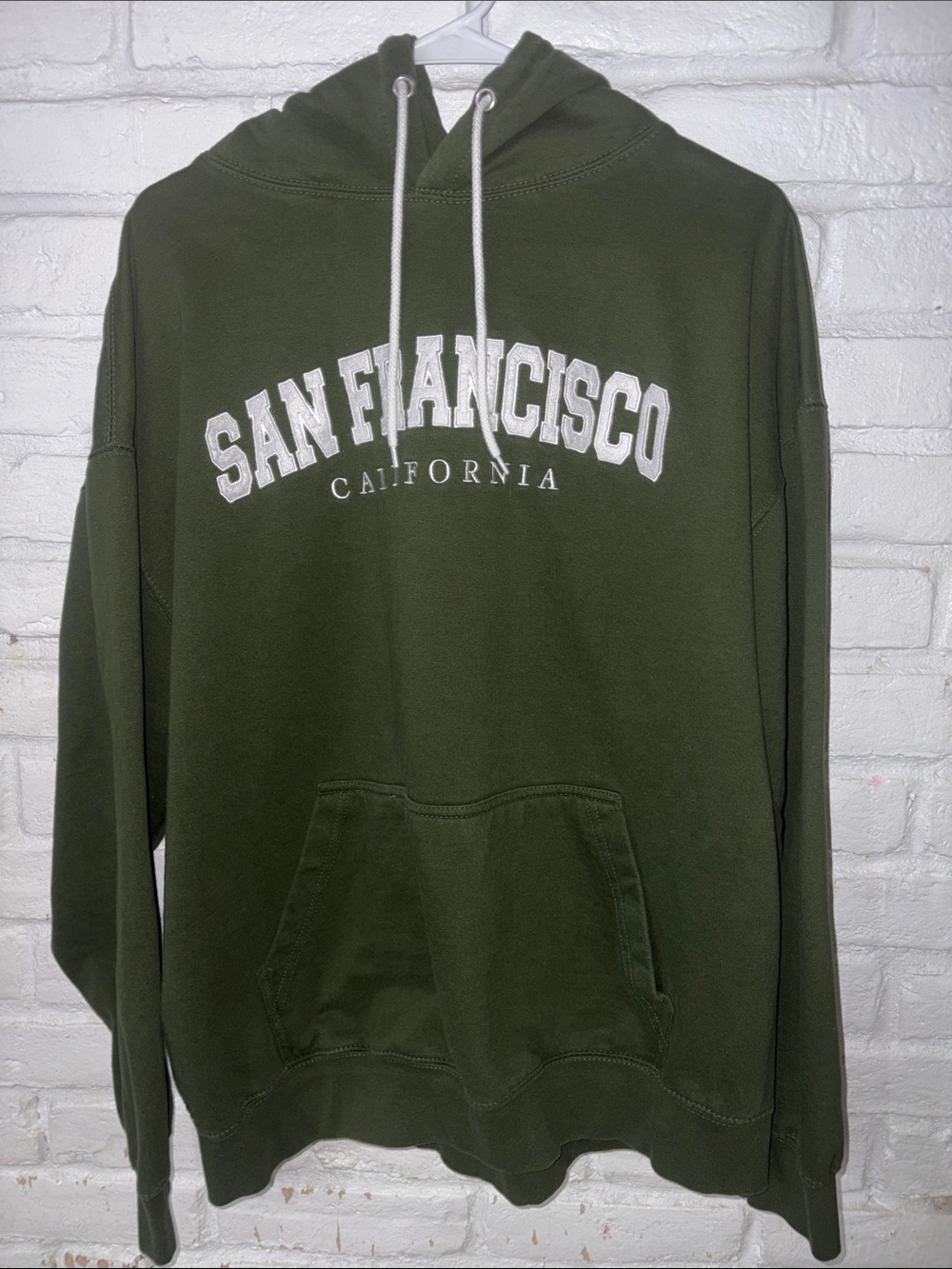 San Francisco Graphic Olive Hoodie Sweatshirt Size 2XL